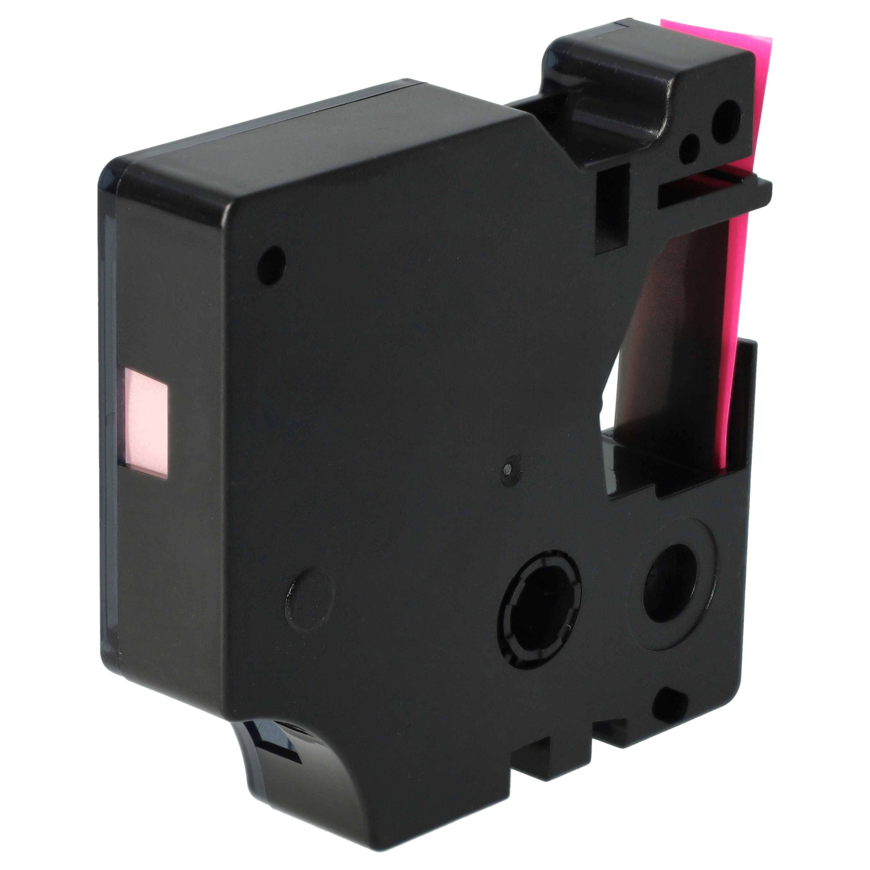 vhbw Schriftband-Kassette kompatibel mit Dymo LabelMaker PC2, PC, 420P, 450, 500TS, 450D, 500 Etiketten-Drucker 3m x 12mm Schwarz auf Leucht-Pink