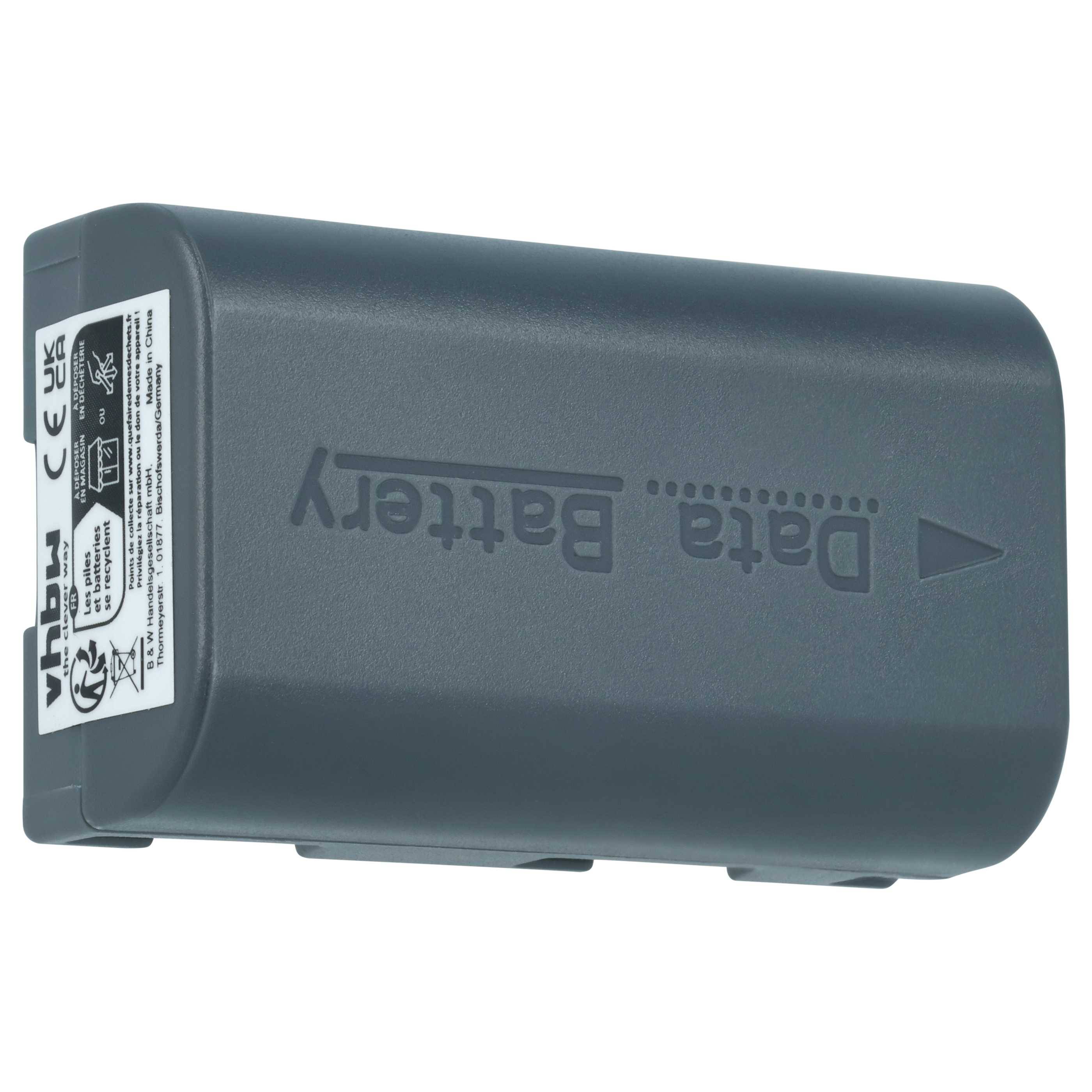 Eine rechteckige, dunkelgraue wiederaufladbare Batterie mit der Aufschrift 