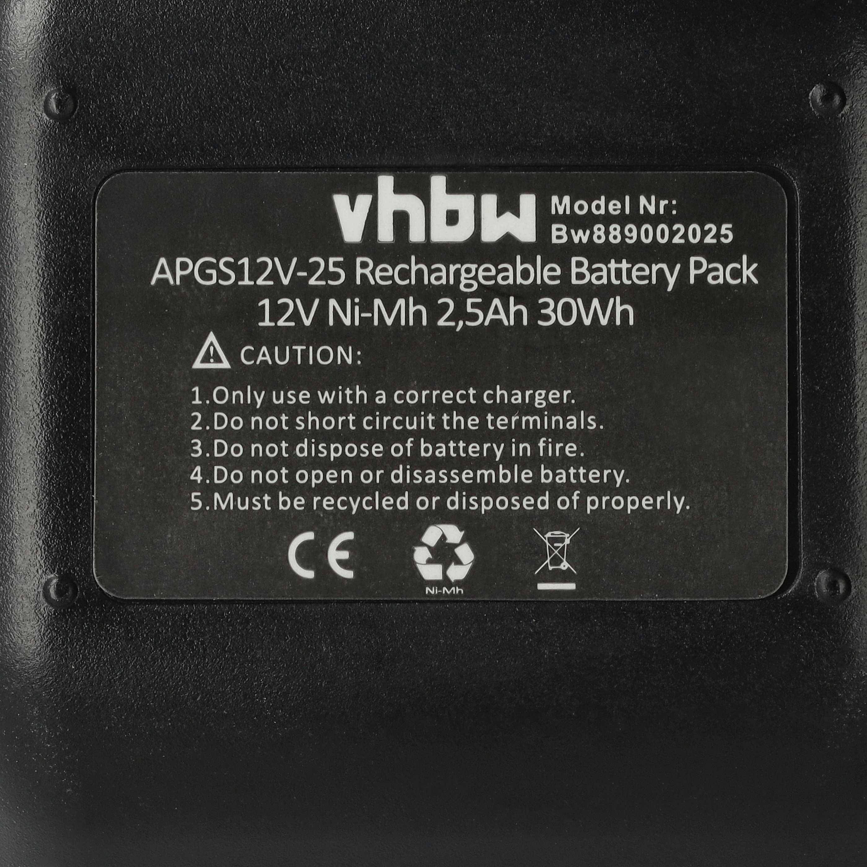 vhbw Akku Ersatz für Gesipa CPT12/2 EHD für Werkzeug, Blindniet-Setzgerät (2500 mAh, NiMH, 12 V)