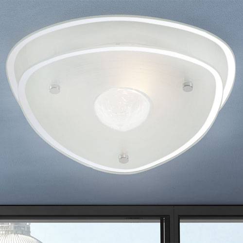 Deckenlampe Kristallglas Deckenleuchte Wohnzimmerlampe Flurleuchte, Metall chrom, Glas satiniert, 1x E27, LxBxH 28 x 28 x 10 cm