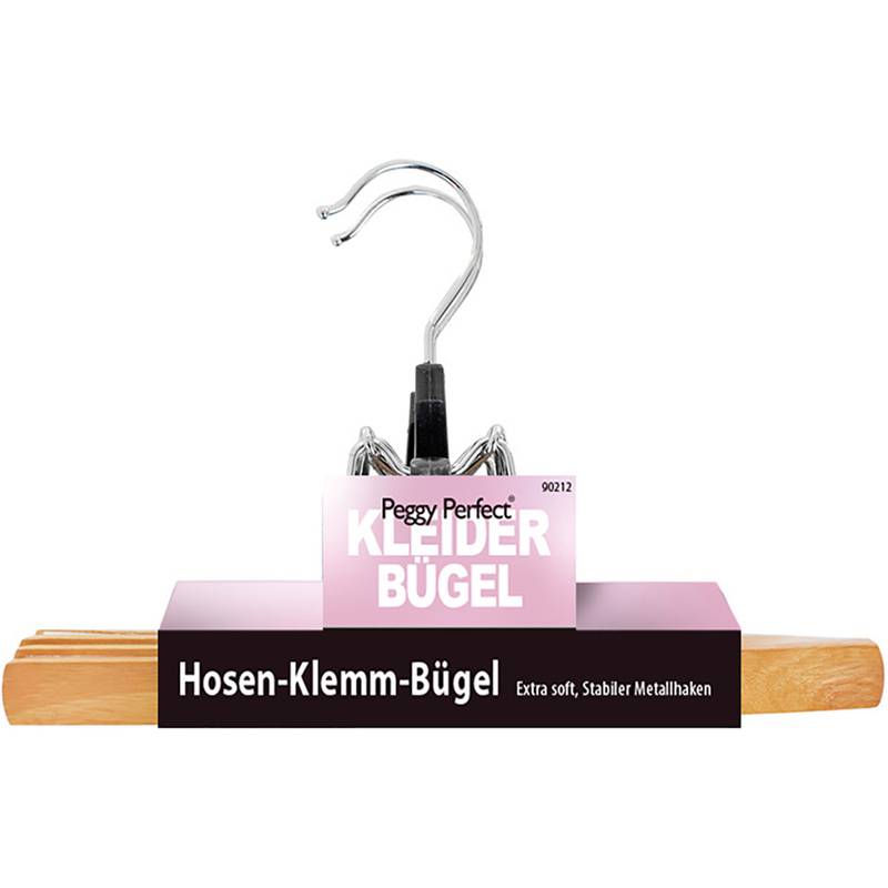 Peggy Perfect Hosenklemmbügel, Holz natur lackiert, 2er Pack