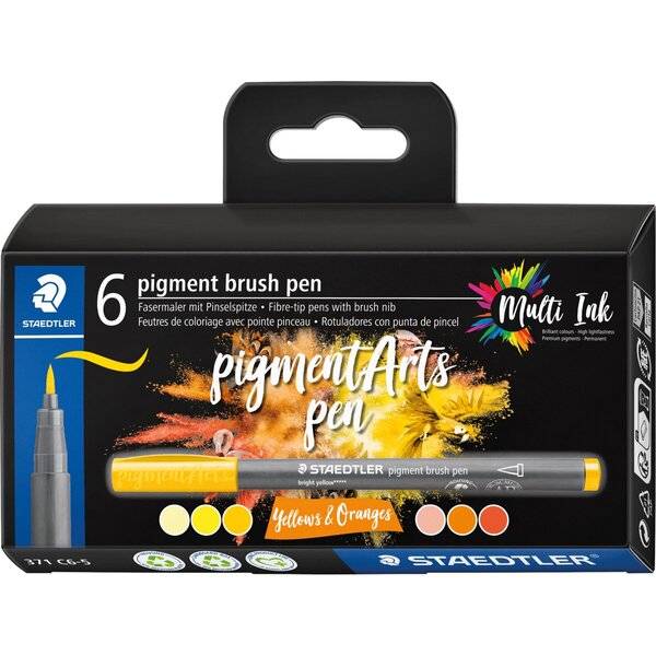 Pigment brush pen Yellows & Oran 6 Stück