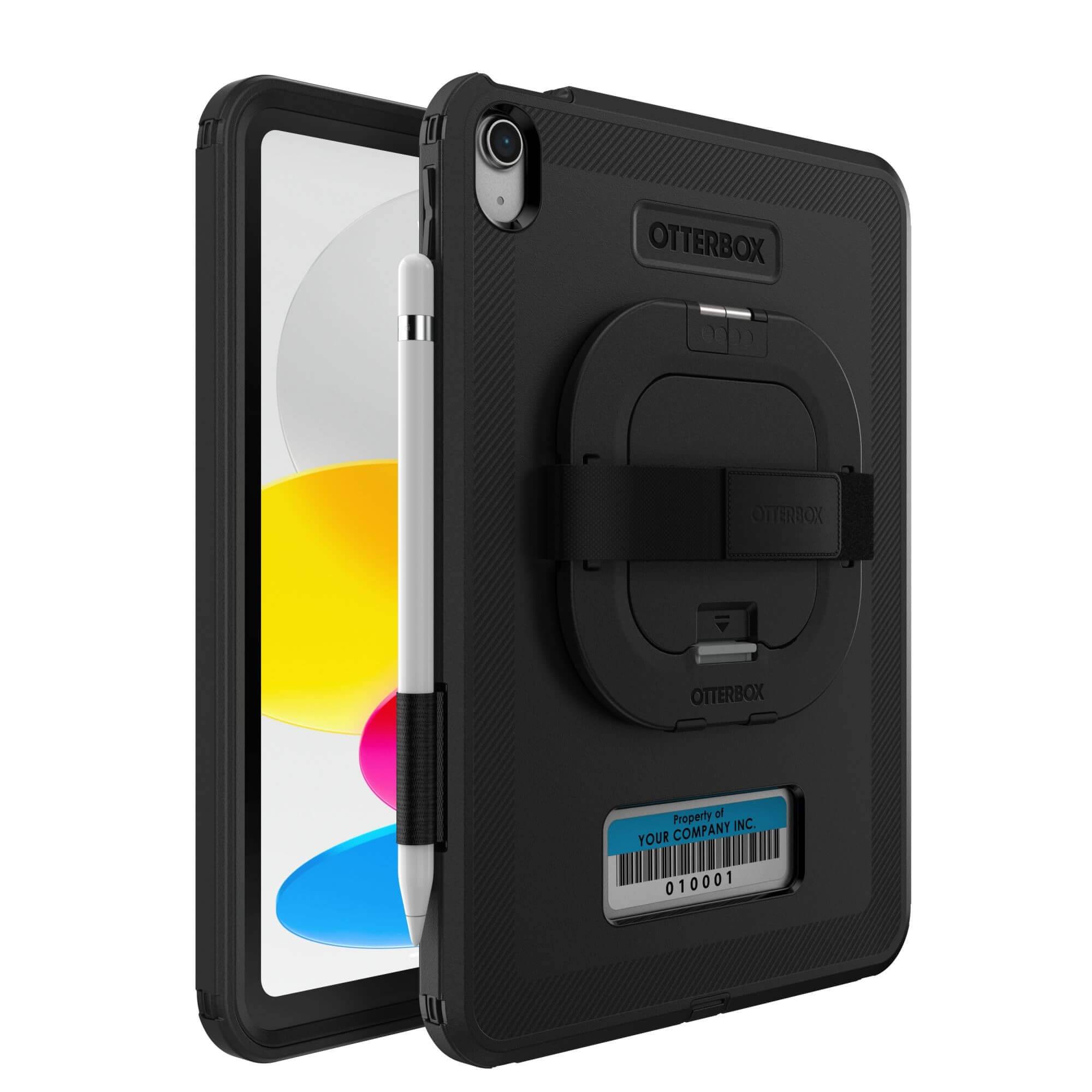 OtterBox Defender Series - Hintere Abdeckung für Tablet - widerstandsfähig - mit Ständer & Handschlaufe - Schwarz -