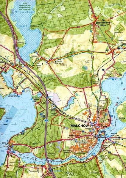Rad-, Wander- und Gewässerkarte Malchow, Land Fleesensee