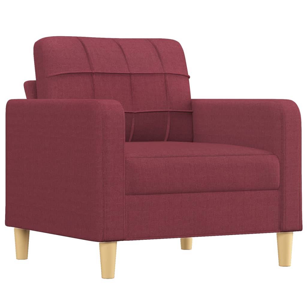 vidaXL 3-tlg. Sofagarnitur mit Kissen Weinrot Stoff