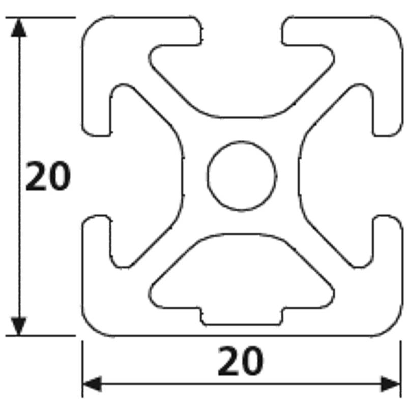 Design-Aluminiumprofil 20x20L 1 Nut verdeckt I-Typ Nut 5 (leicht), silber eloxiert. Aluminium Profil 20x20 Alu Profil 20 x 20 Systemprofil 930mm