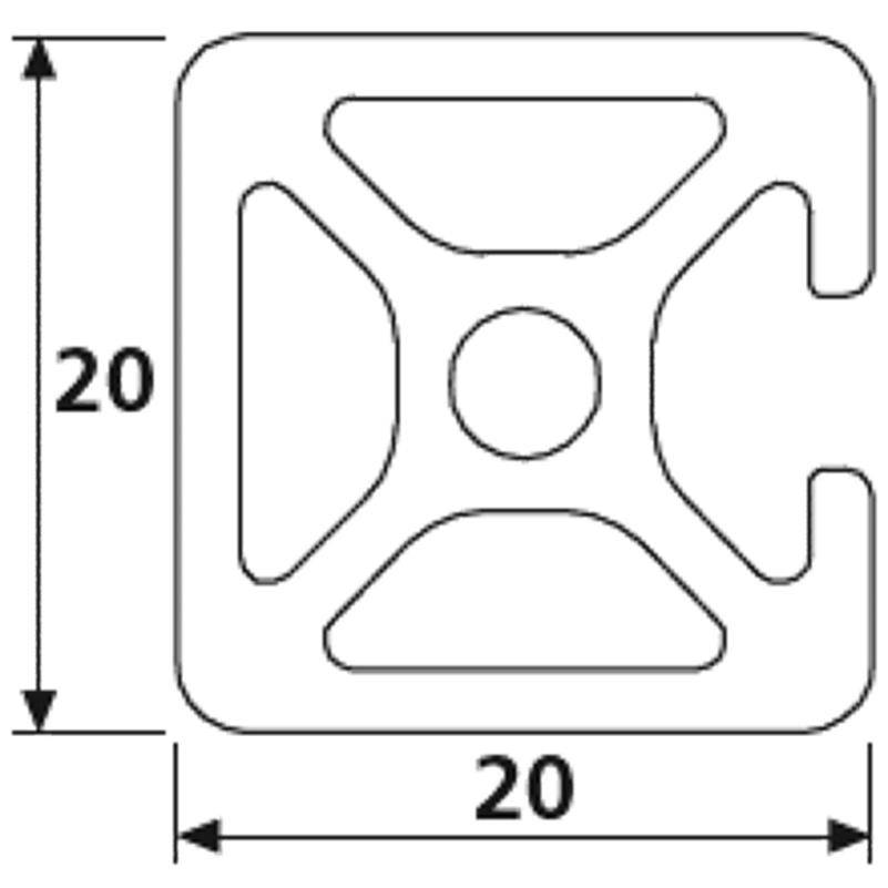 Design-Aluminiumprofil 20x20L 3 Nuten verdeckt I-Typ Nut 5 (leicht), silber eloxiert. Aluminium Profil 20x20 Alu Profil 20 x 20 Systemprofil 1880mm