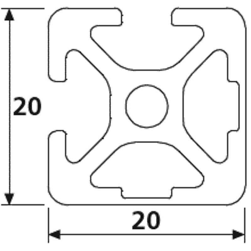 Design-Aluminiumprofil 20x20L 2 Nuten verdeckt-90° I-Typ Nut 5 (leicht), silber eloxiert. Aluminium Profil 20x20 Alu Profil 20 x 20 1680mm