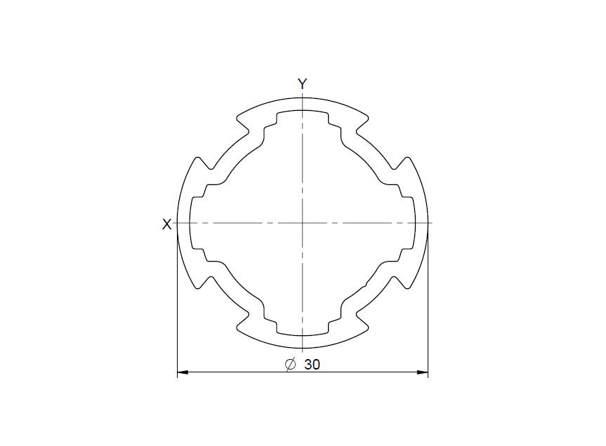 Profilrohr Aluminium Rohr D30 I-Typ Alu Rohre Zuschnitt: 1850mm