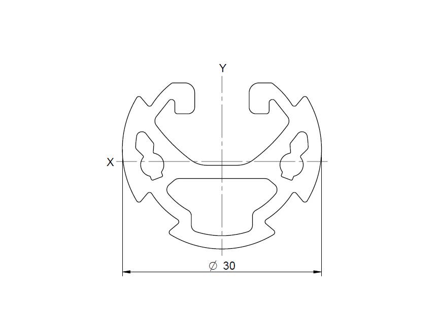 Profilrohr Aluminium eine Nut D30 I-Typ Nut 8 Alu Zuschnitt: 650mm