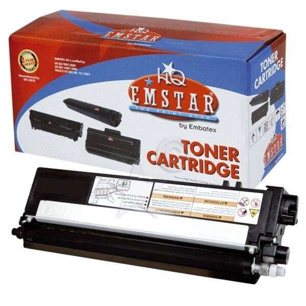 HQ Emstar Tonerpatrone mit ihrer Produktkartonverpackung dahinter gezeigt.