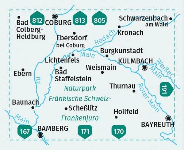 KOMPASS Wanderkarte 165 Nördliche Fränkische Schweiz, Bayreuth, Bamberg, Coburg 1:50.000