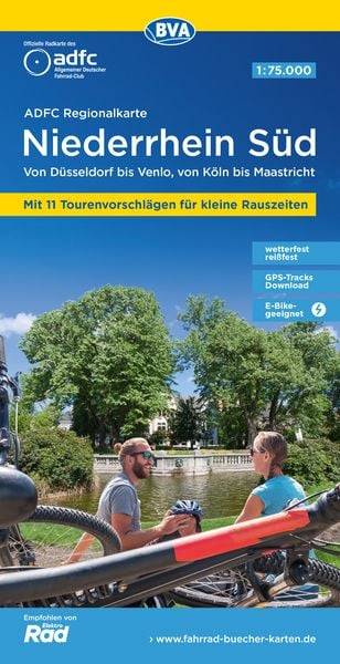 ADFC-Regionalkarte Niederrhein Süd 1:75.000, mit Tagestourenvorschlägen, reiß- und wetterfest, E-Bike-geeignet, mit Knotenpunkten, GPS-Tracks-Downl