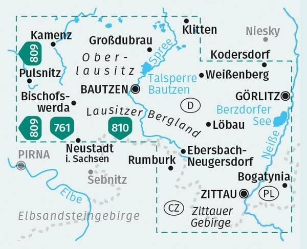 KOMPASS Wanderkarte 811 Oberlausitz, Zittauer Gebirge, Lausitzer Bergland 1:50.000