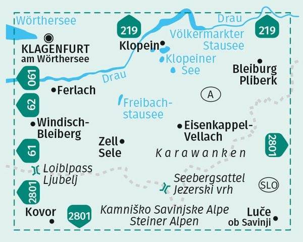 KOMPASS Wanderkarte 65 Klopeiner See, Karawanken Ost, Steiner Alpen 1:50.000