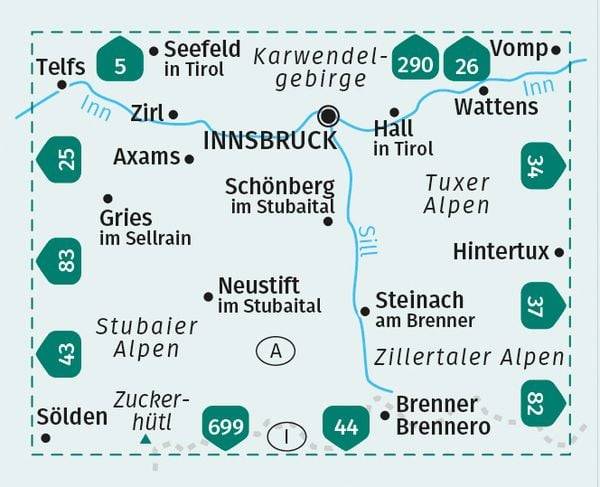 KOMPASS Wanderkarte 36 Innsbruck, Brenner 1:50.000