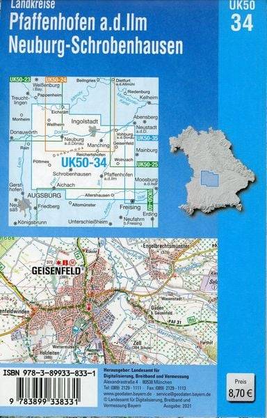 Pfaffenhofen - Schrobenhausen 1 : 50 000 (UK50-34)