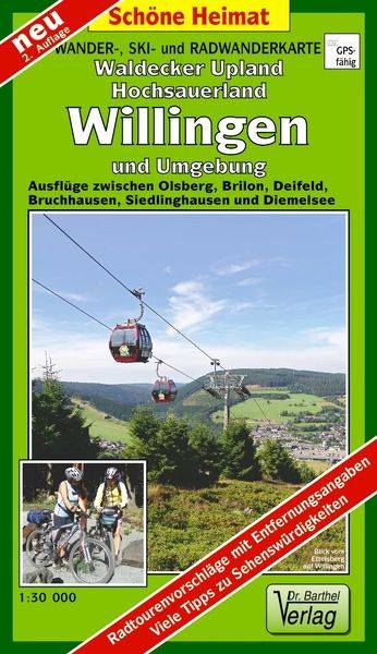 Wander-, Ski- und Radwanderkarte Waldecker Upland, Hochsauerland, Willingen und Umgebung 1:30 000