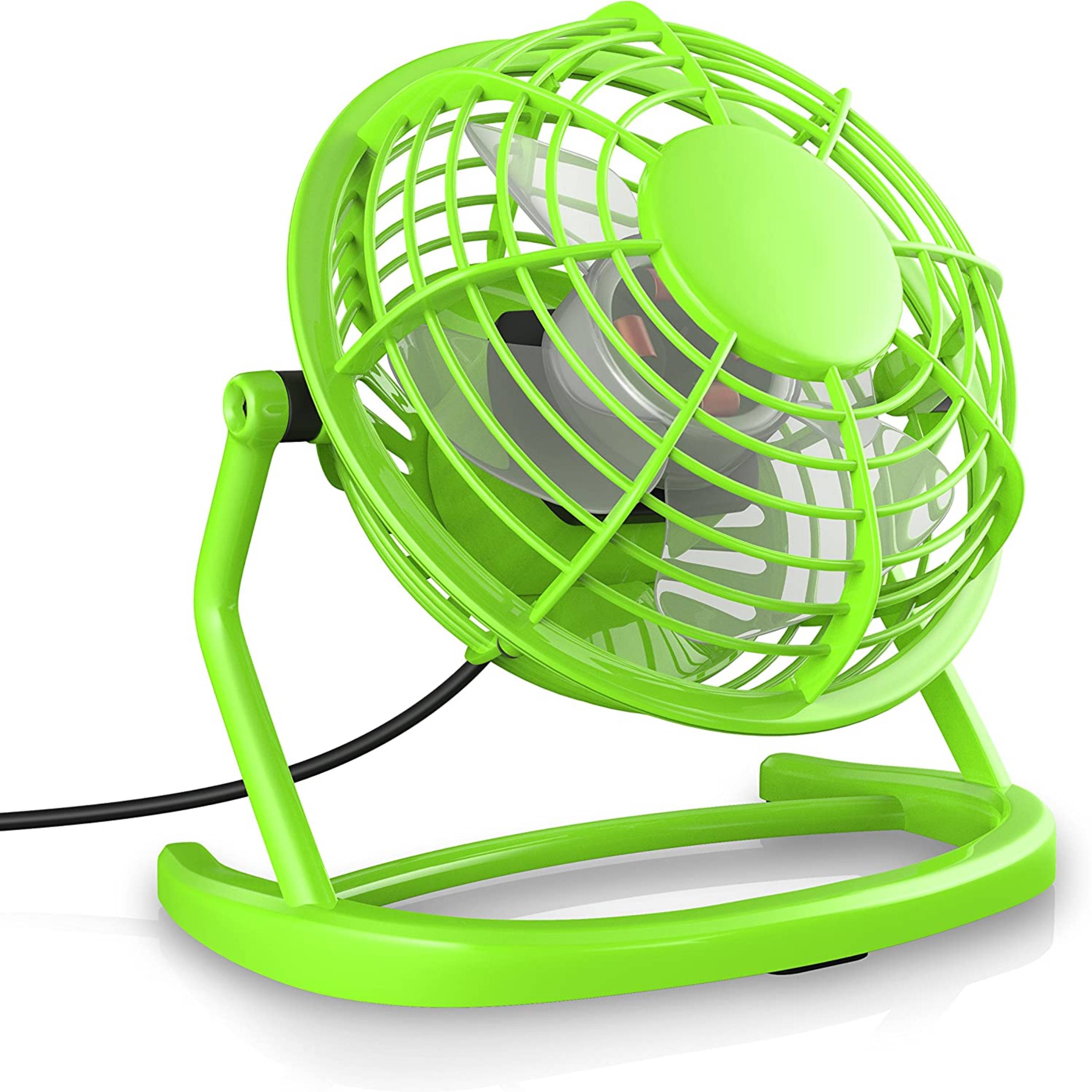 CSL Mini USB-Ventilator, Tischventilator neigbar, An/Aus-Schalter, optimal für den Schreibtisch, grün