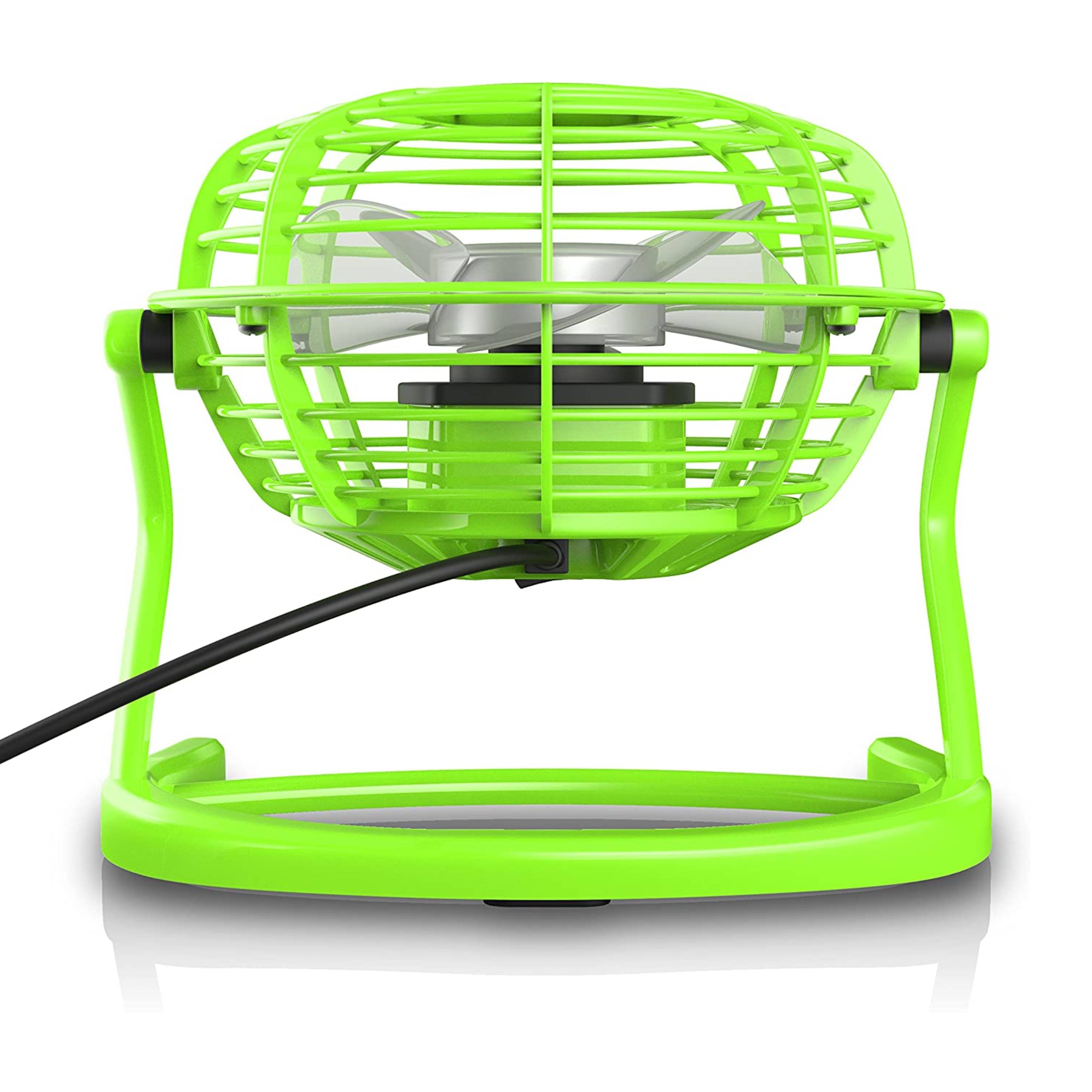 CSL Mini USB-Ventilator, Tischventilator neigbar, An/Aus-Schalter, optimal für den Schreibtisch, grün