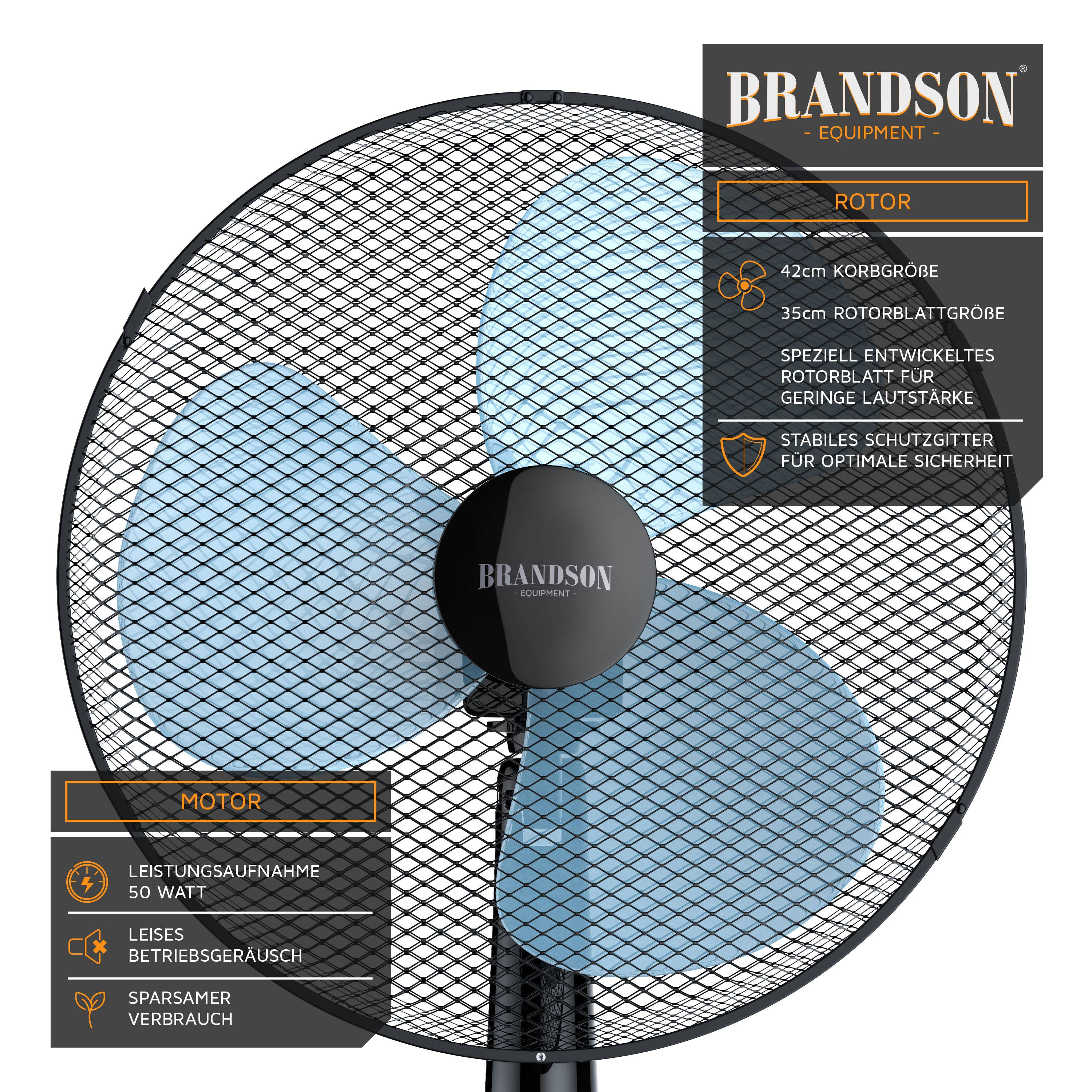 Brandson Standventilator, Standfuß höhenverstellbar, Ventilator mit hohem Luftdurchsatz, Oszillationsfunktion 80°