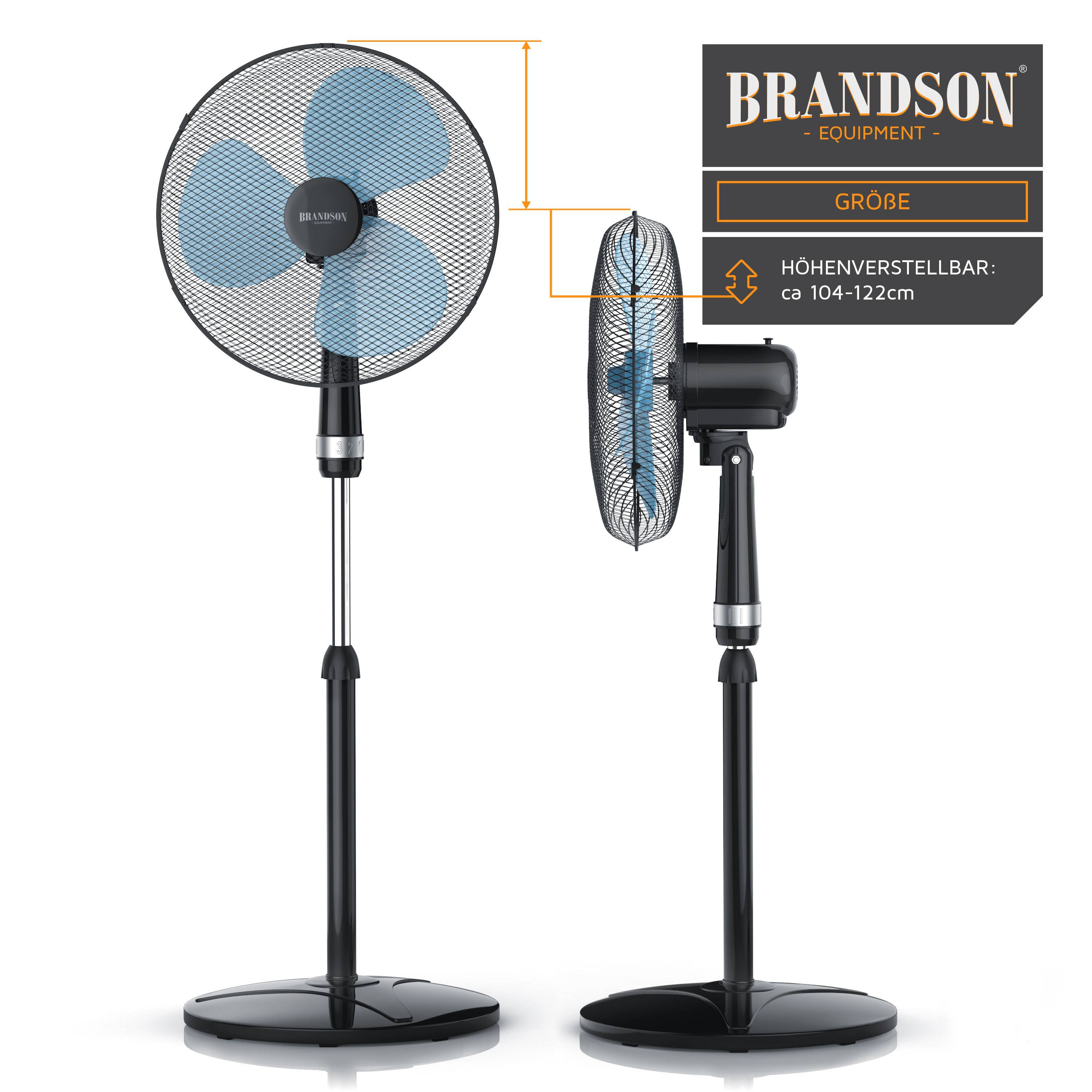 Brandson Standventilator, Standfuß höhenverstellbar, Ventilator mit hohem Luftdurchsatz, Oszillationsfunktion 80°