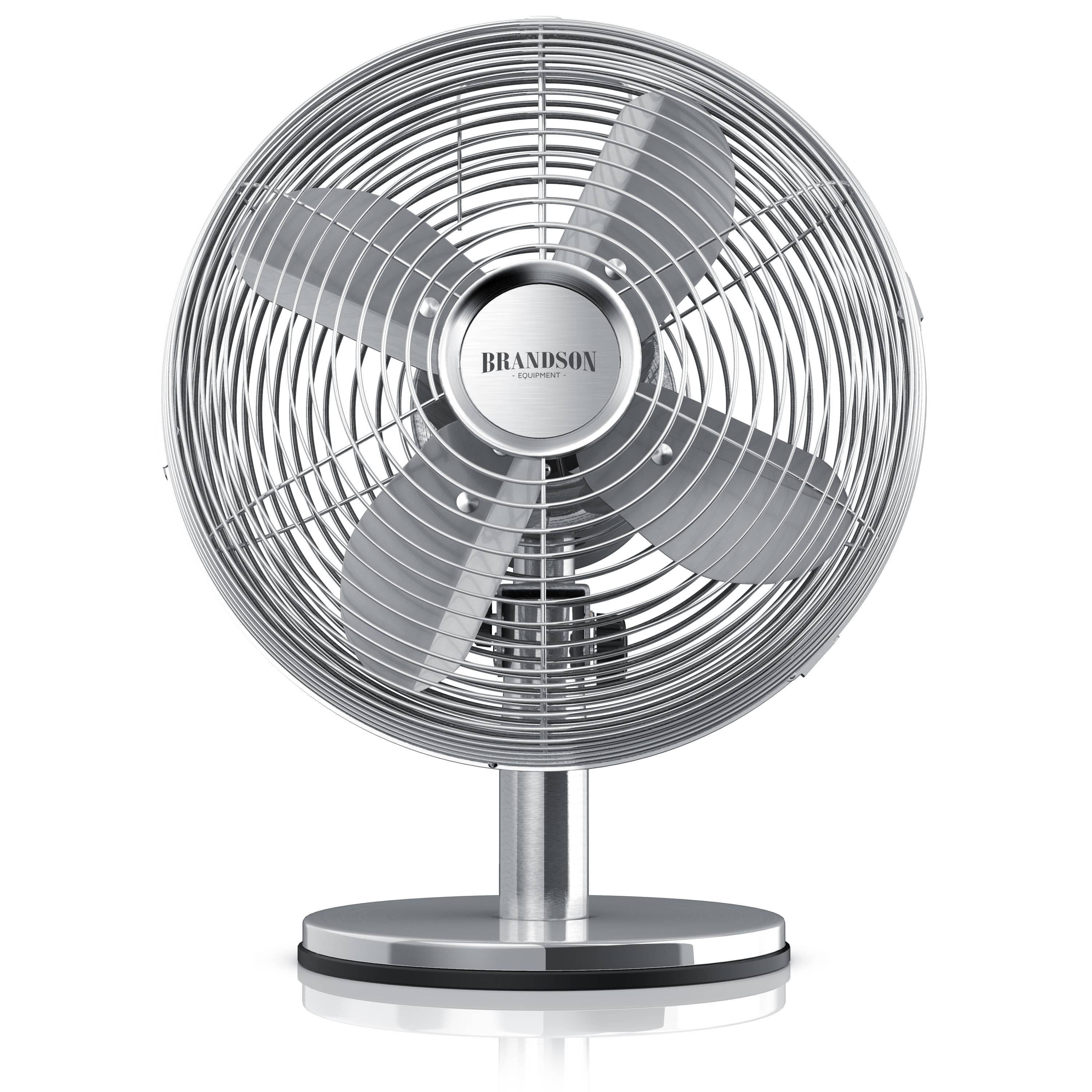 Brandson 30W Tischventilator Retro, Ventilator, Oszillation 80°, Neigungswinkel ca. 40°, 3 Geschwindigkeiten, Chrome