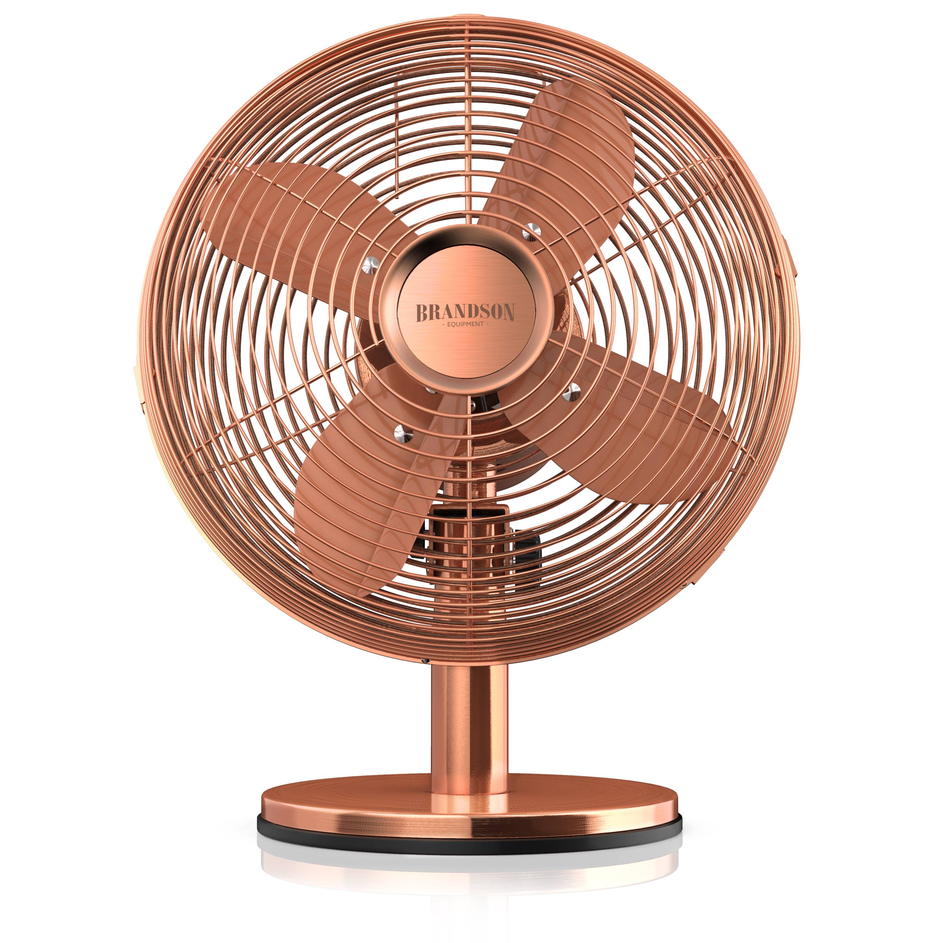 Brandson Tischventilator, Ventilator, mobiler Retro Design Lüfter, Zuschaltbare 80° Oszillation, Neigungswinkel ca. 40°