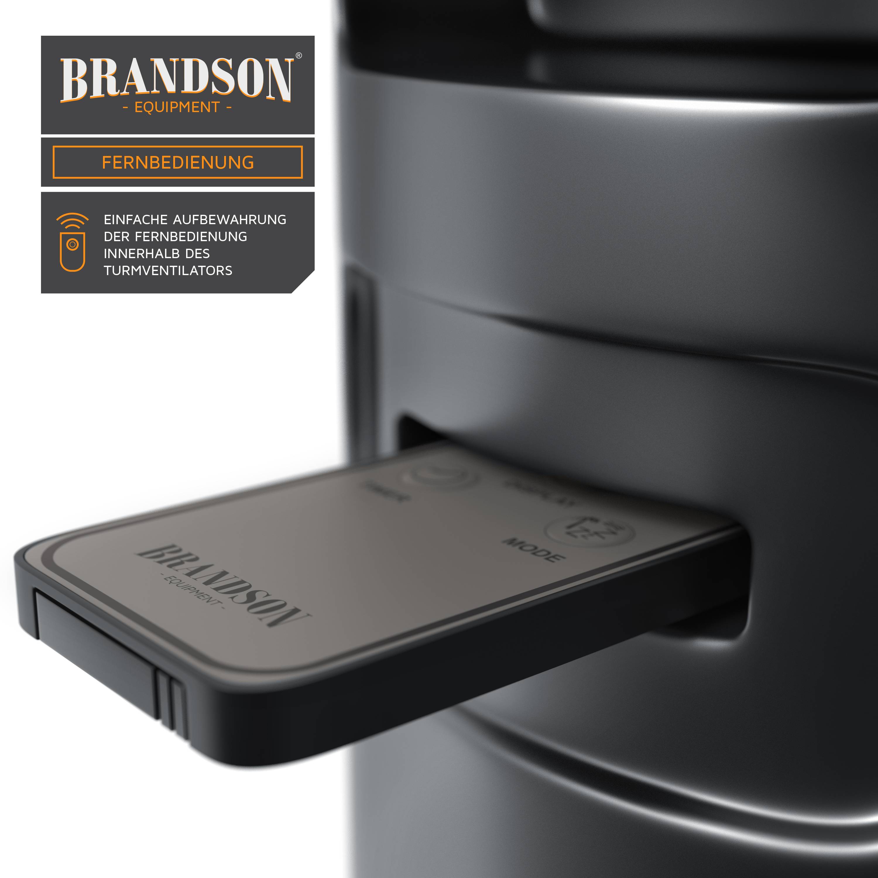 Brandson Turmventilator mit Fernbedienung 96 cm, Säulenventilator leise, Standventilator, Oszilation, 4 Lüftungsmodi