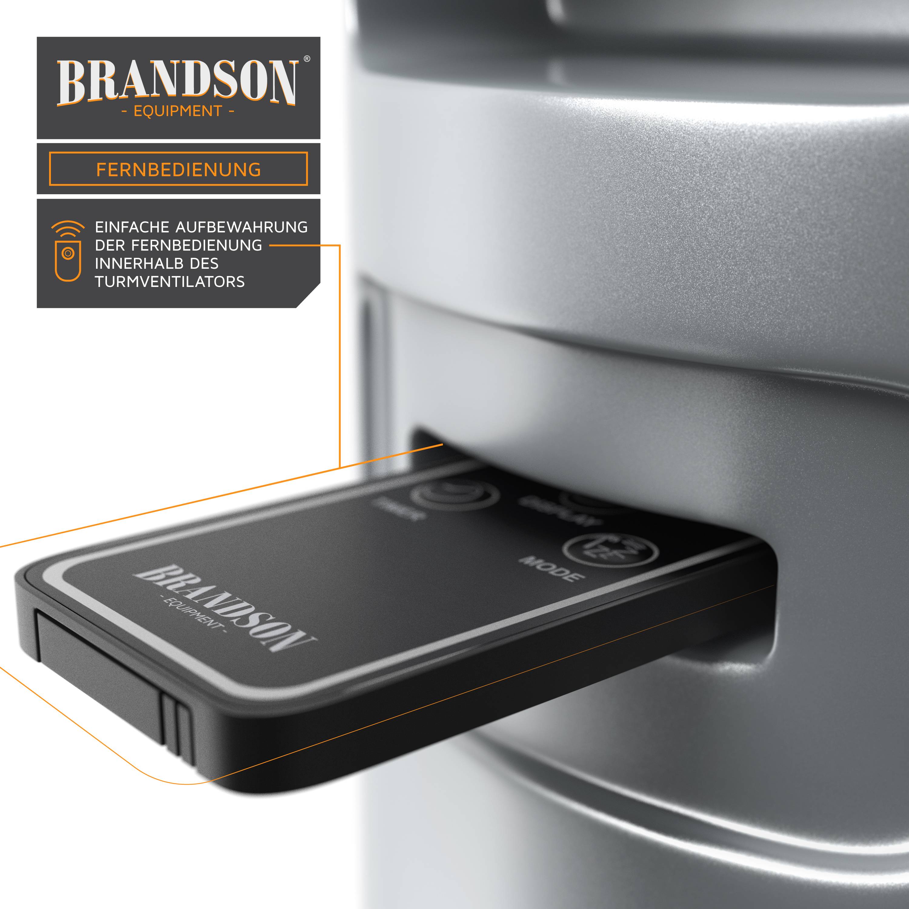 Brandson 96 cm Turmventilator mit Fernbedienung, mobiler Lüfter leise, Standventilator mit Oszilation, Ventilator