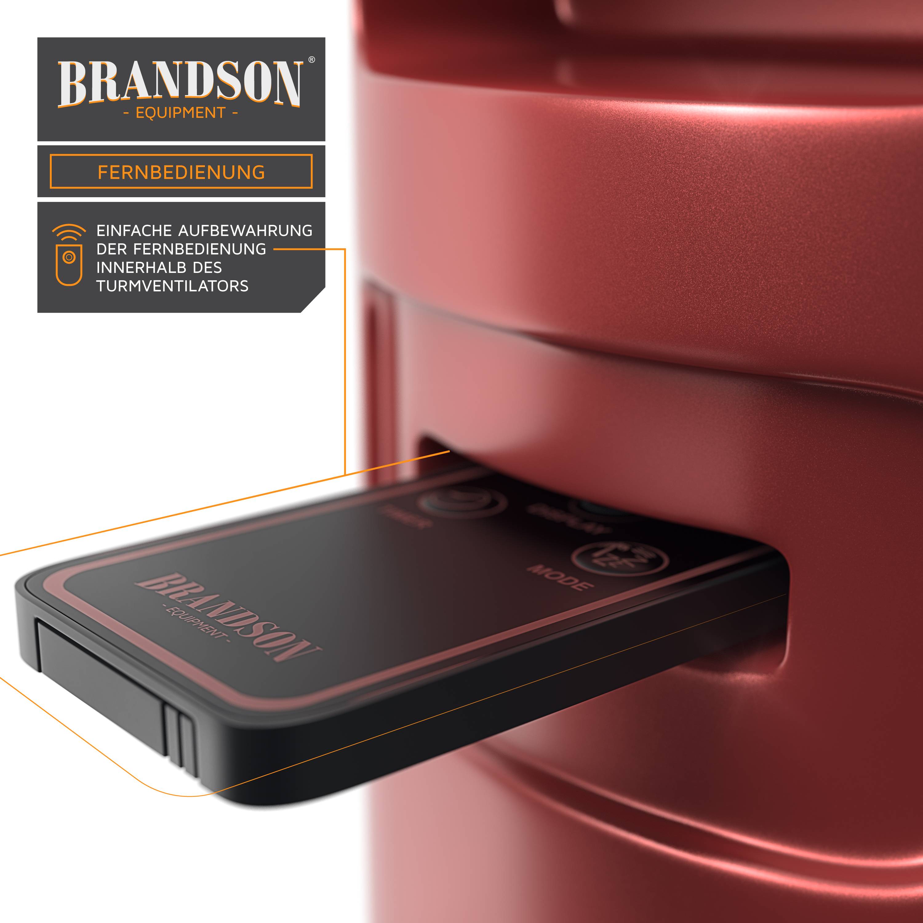 Brandson Turmventilator, 60° oszillierend, Standventilator inkl. Fernbedienung, mobiler Lüfter, Säulenventilator, 96 cm