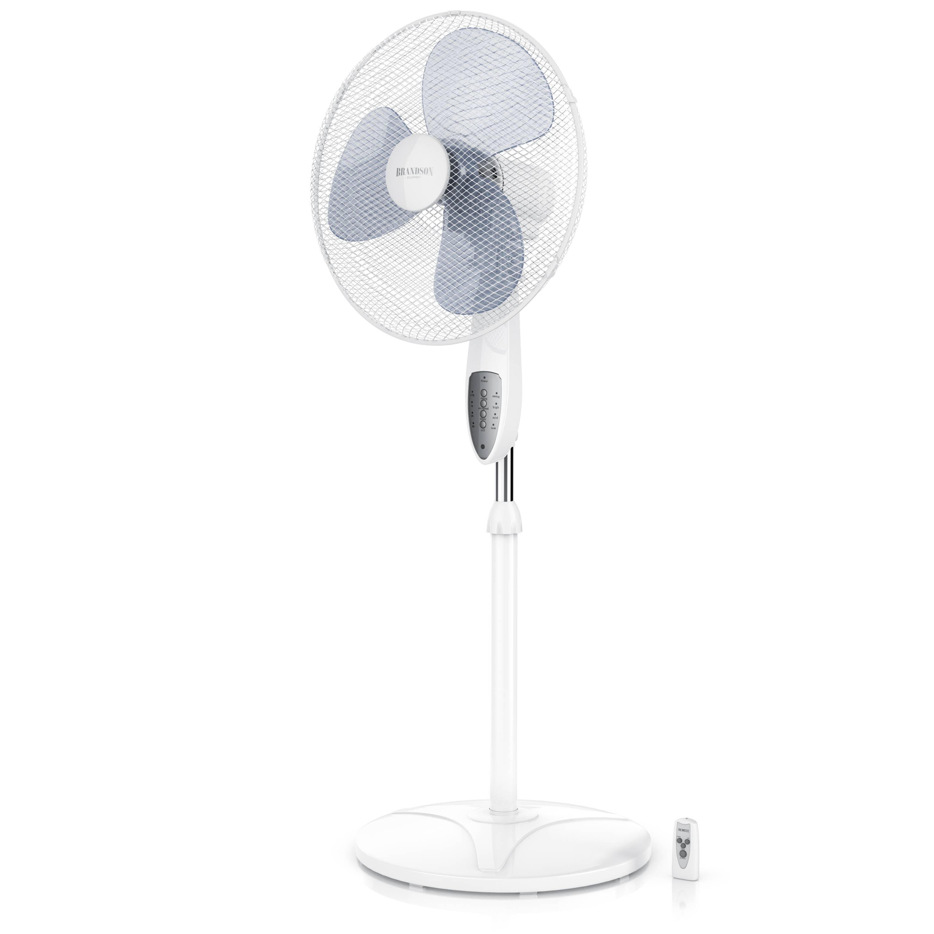 Brandson Standventilator mit 3 Leistungsstufen, 50 W Standlüfter leise, Ventilator höhenverstellbar, Lüfter, 30° neigbar