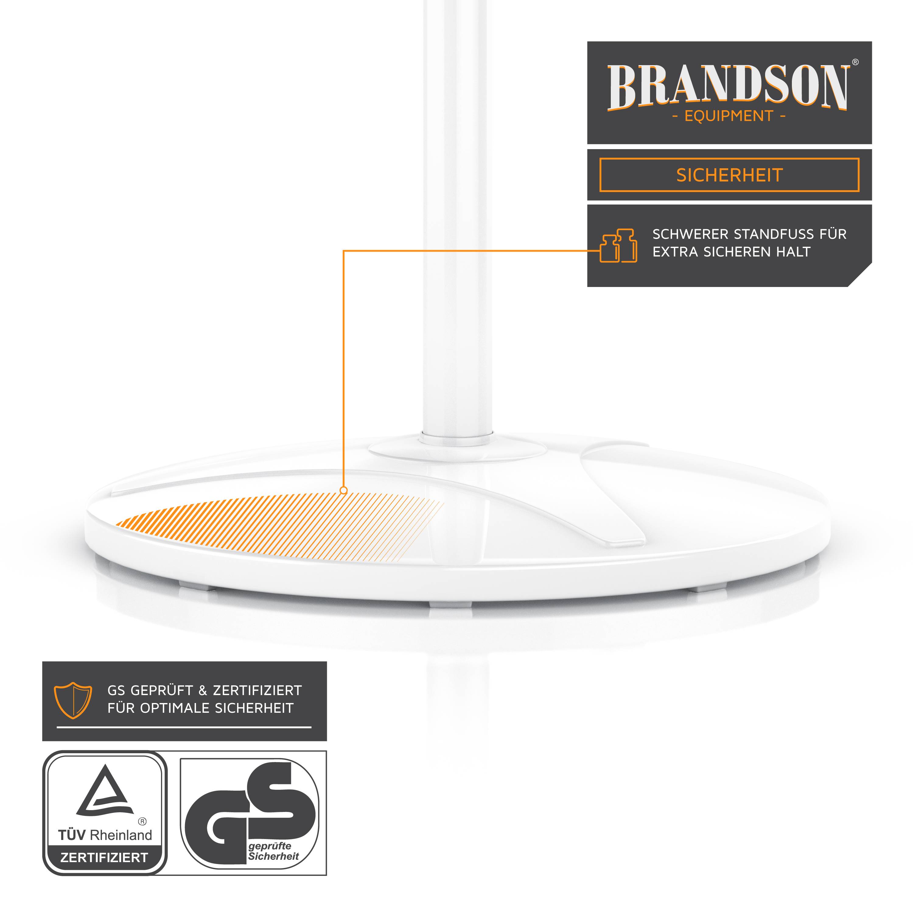 Brandson Standventilator mit 3 Leistungsstufen, 50 W Standlüfter leise, Ventilator höhenverstellbar, Lüfter, 30° neigbar