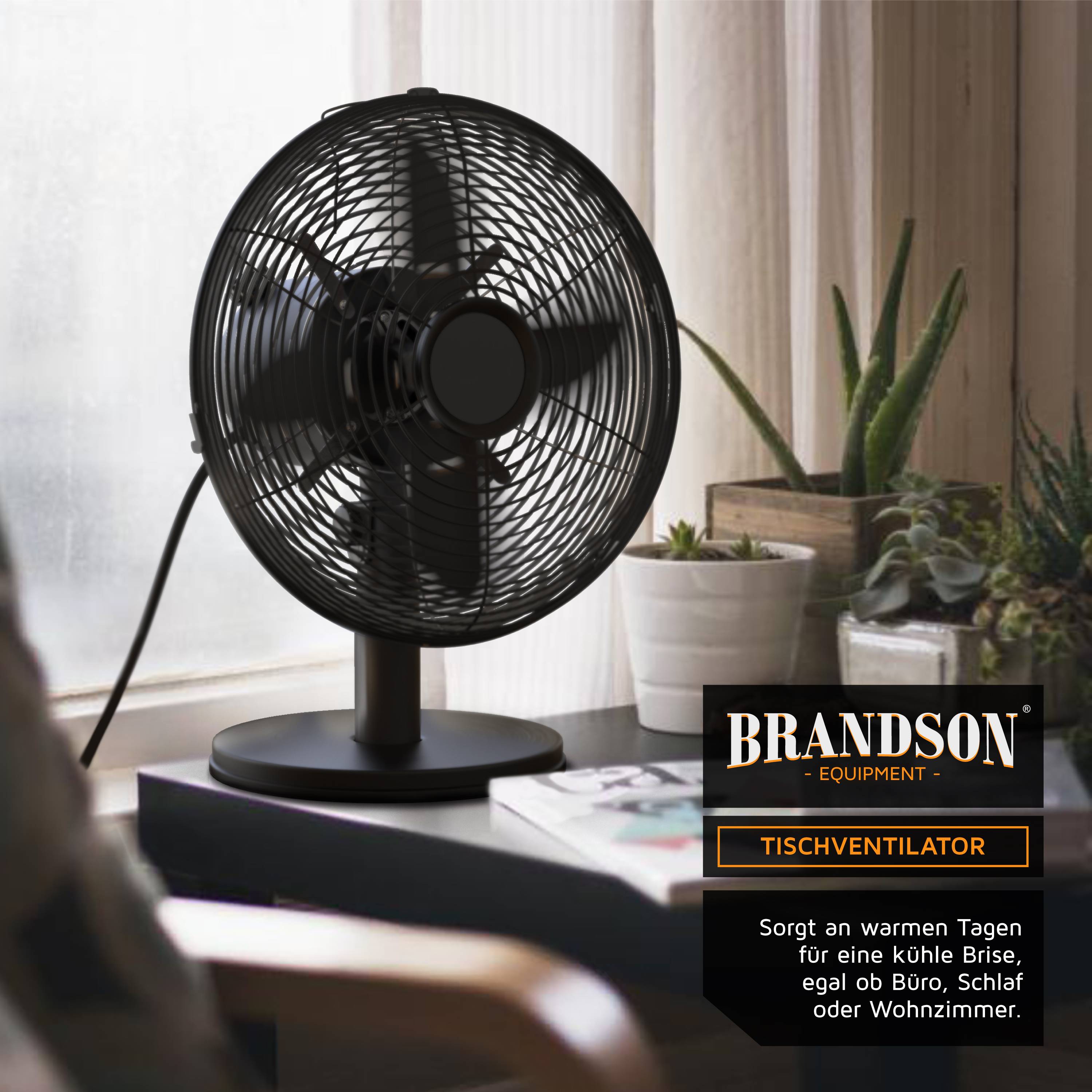 Brandson Tischventilator Design Retro, Ventilator, 80° oszillierend, ca. 40° neigbar, Robustes Vollmetallgehäuse