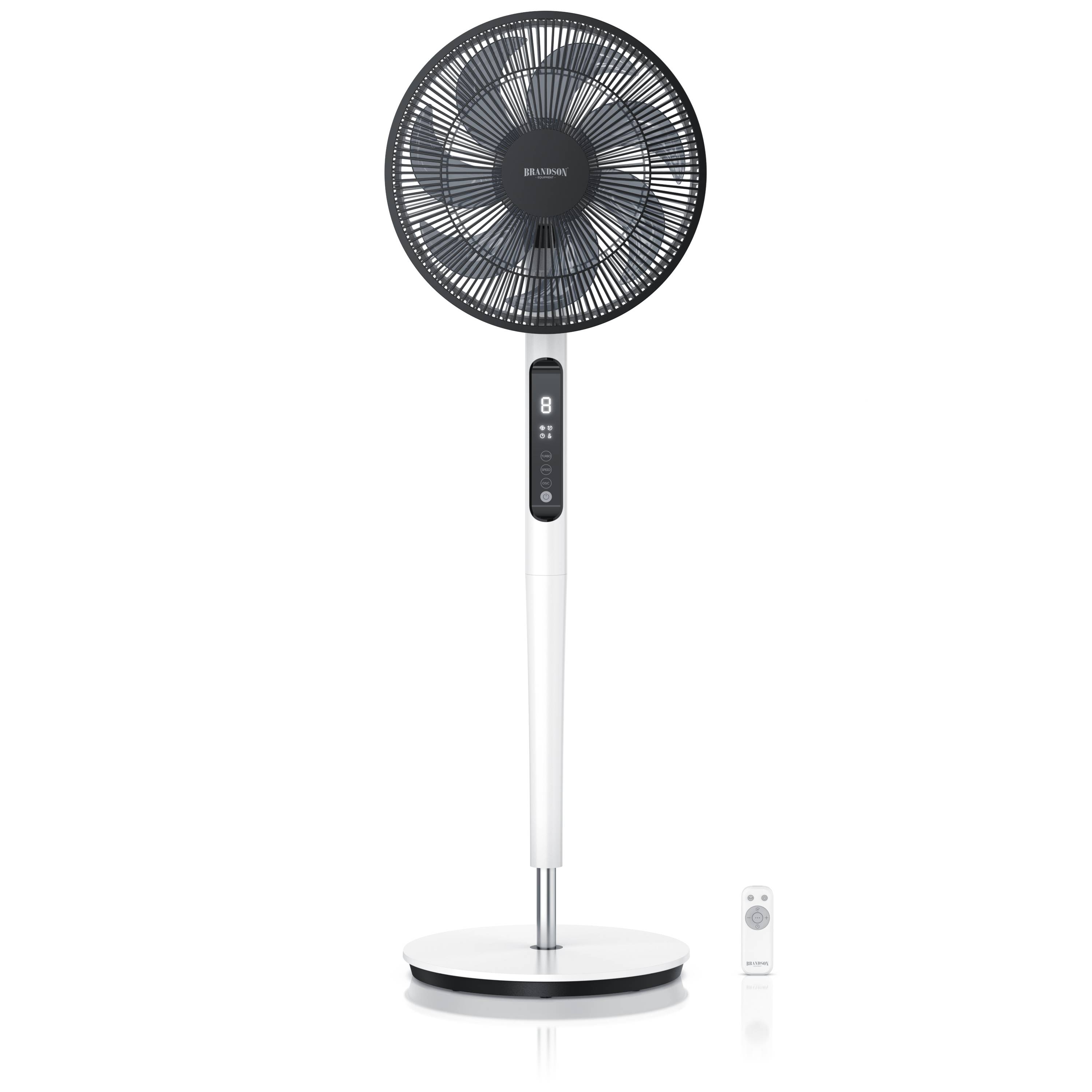 Brandson DC Standventilator energiesparend ECO, Fernbedieung, sehr leise, Oszilation 60° 90° 120°, Ventilator, Timer