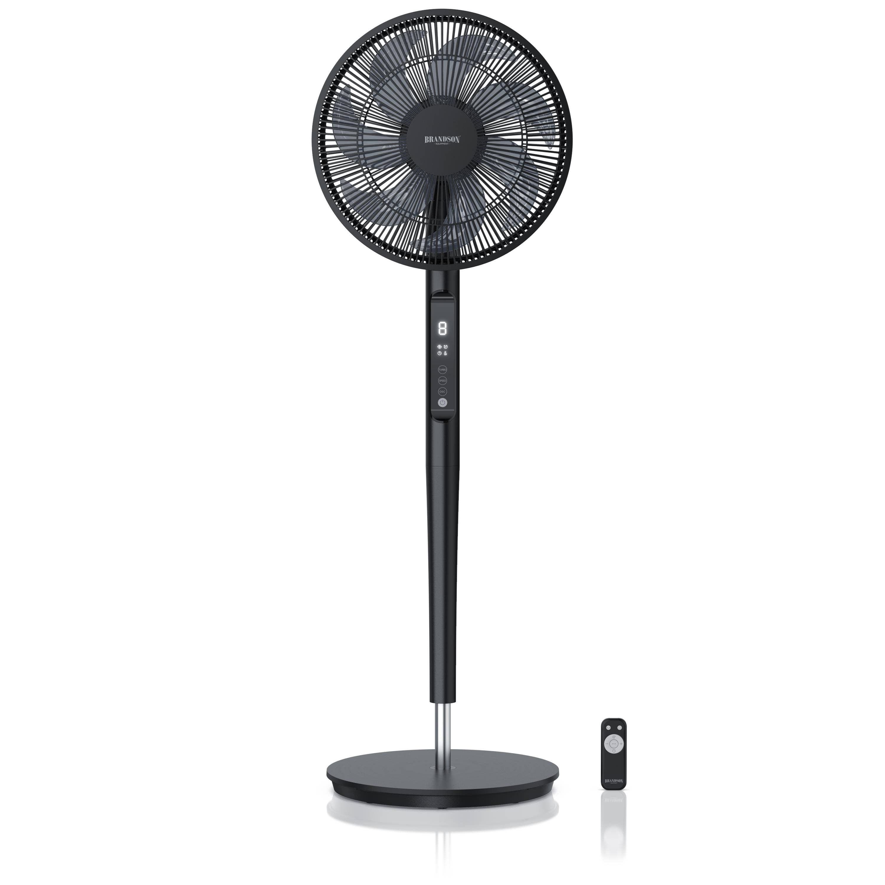 Brandson Standventilator mit DC-Motor, Ventilator mit Fernbedienung, sehr leise, energiesparend, Oszillation, Timer