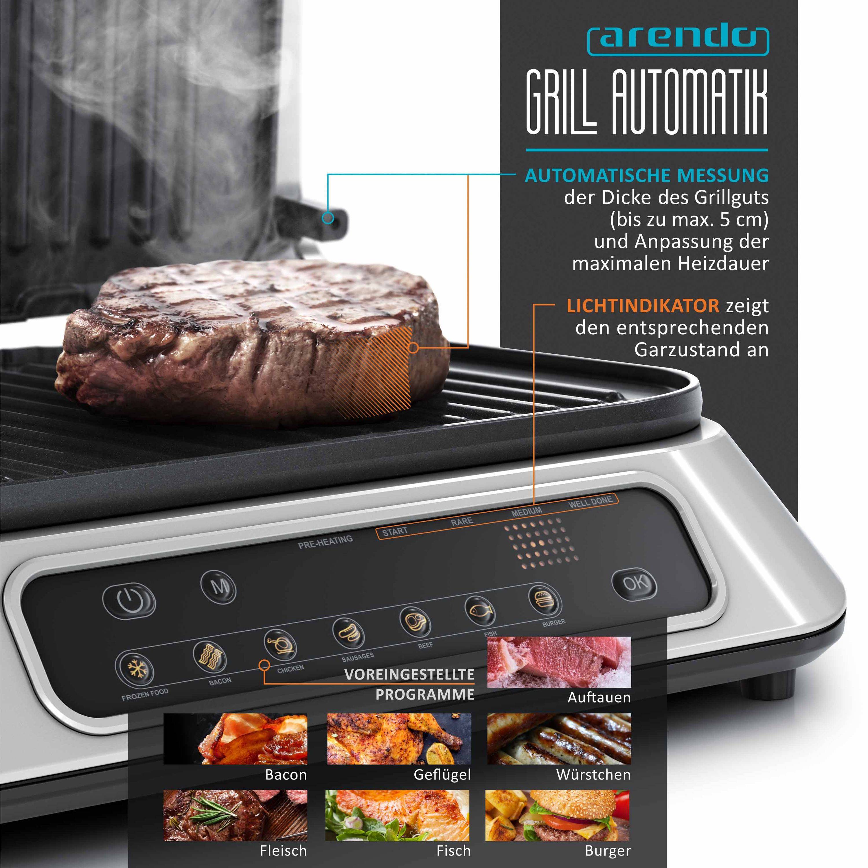 Arendo Kontaktgrill mit Digitalsteuerung - Tischgrill / Sandwichmaker / Panini Grill / Tischgrill