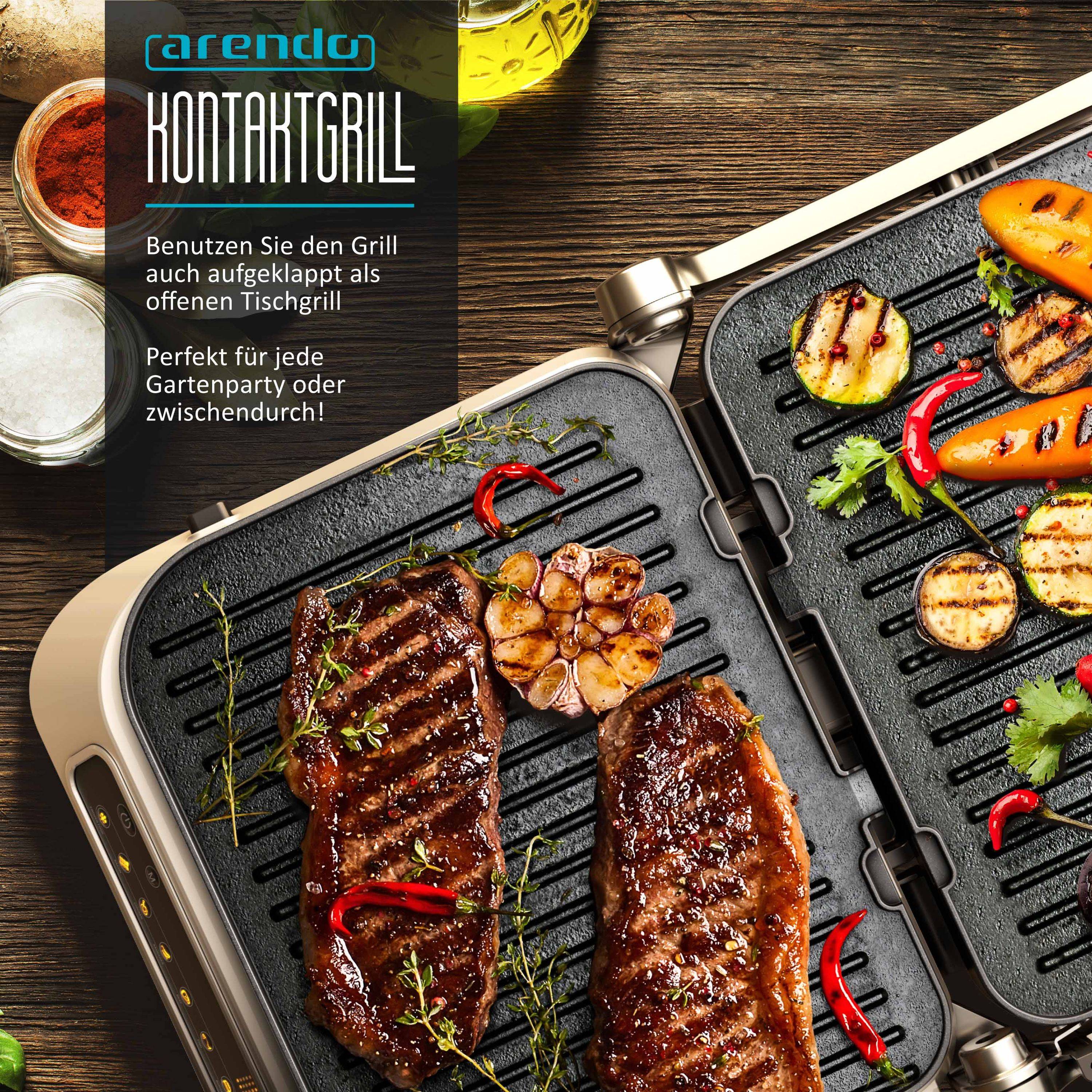 Arendo Kontaktgrill mit Digitalsteuerung - Tischgrill / Sandwichmaker / Panini Grill / Tischgrill