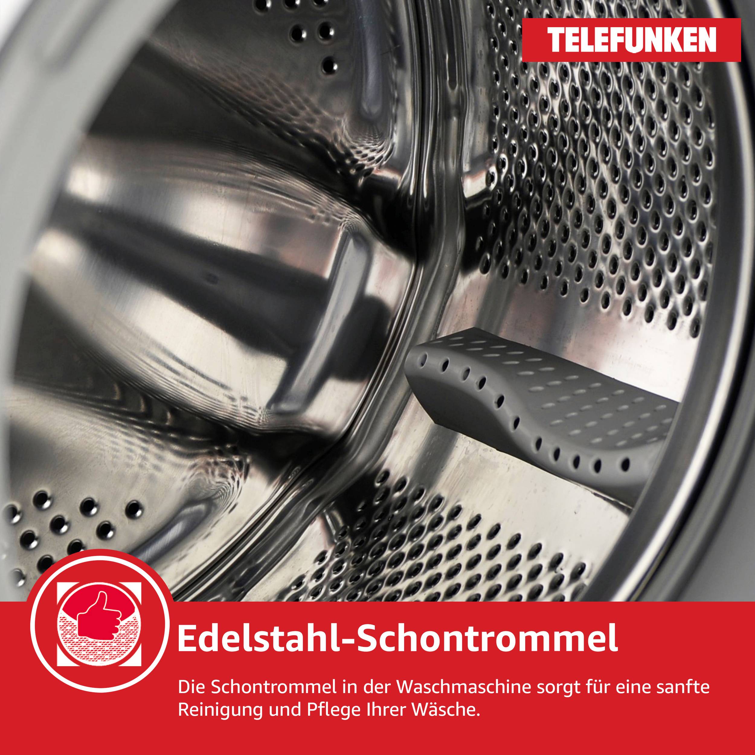 Telefunken Waschmaschine 7kg | 1400 U/Min. | Frontlader | Inverter Motor | AquaStop | 15 Programme | W-7-1400-A-W weiß