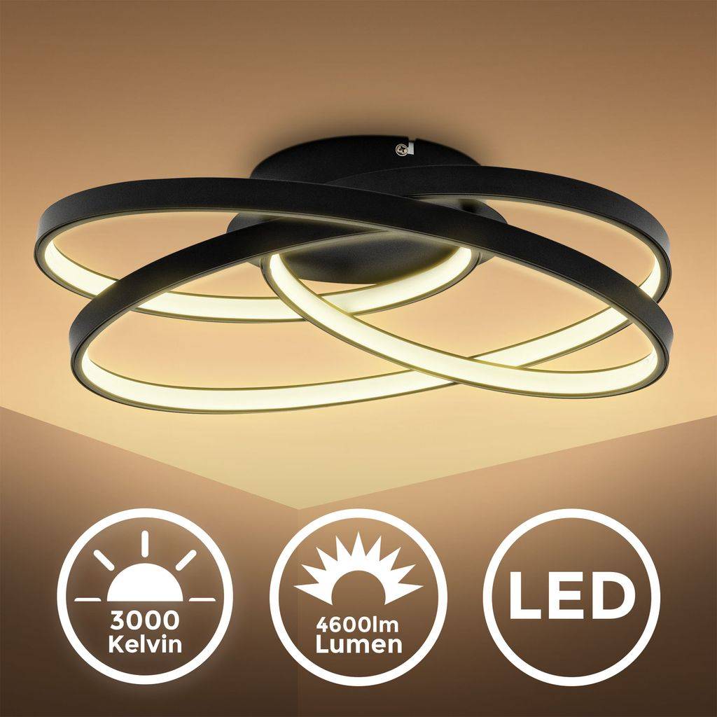 Deckenleuchte LED Design Frame Wohnzimmerlampe Deckenlampe Ringe schwarz Flur