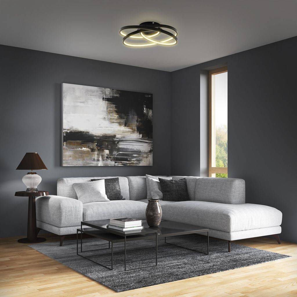 Deckenleuchte LED Design Frame Wohnzimmerlampe Deckenlampe Ringe schwarz Flur