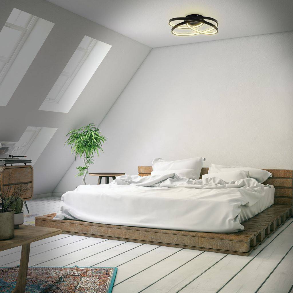 Deckenleuchte LED Design Frame Wohnzimmerlampe Deckenlampe Ringe schwarz Flur