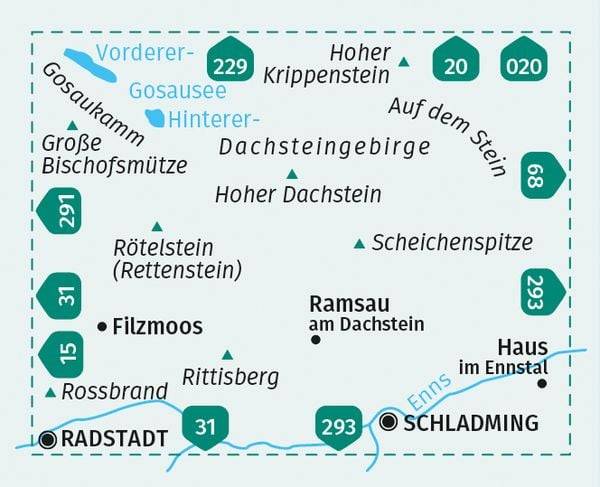 KOMPASS Wanderkarte 031 Der Dachstein, Ramsau, Filzmoos 1:25.000