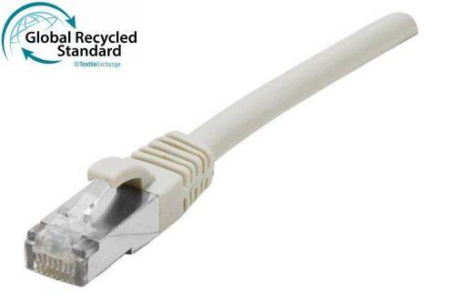 Patchkabel Cat. 6A, S/FTP (PiMF), TPE, halogenfrei, GRS-zertifiziert, mit Rastnasenschutz, grau, 1,0