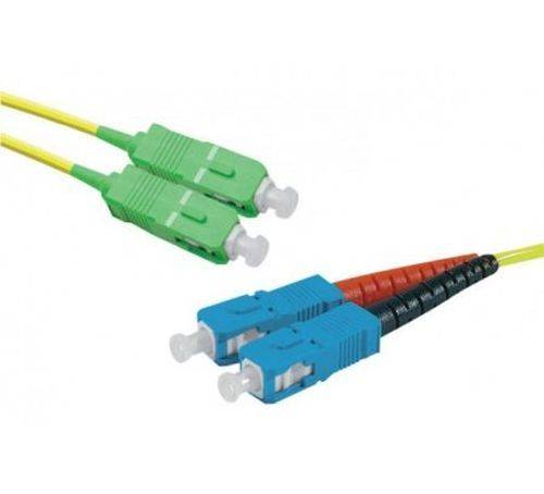 LWL Patchkabel Single-Mode OS2-Faser, 9/125 µm, gelb, SC APC 8° Duplex Stecker / SC UPC Duplex Steck