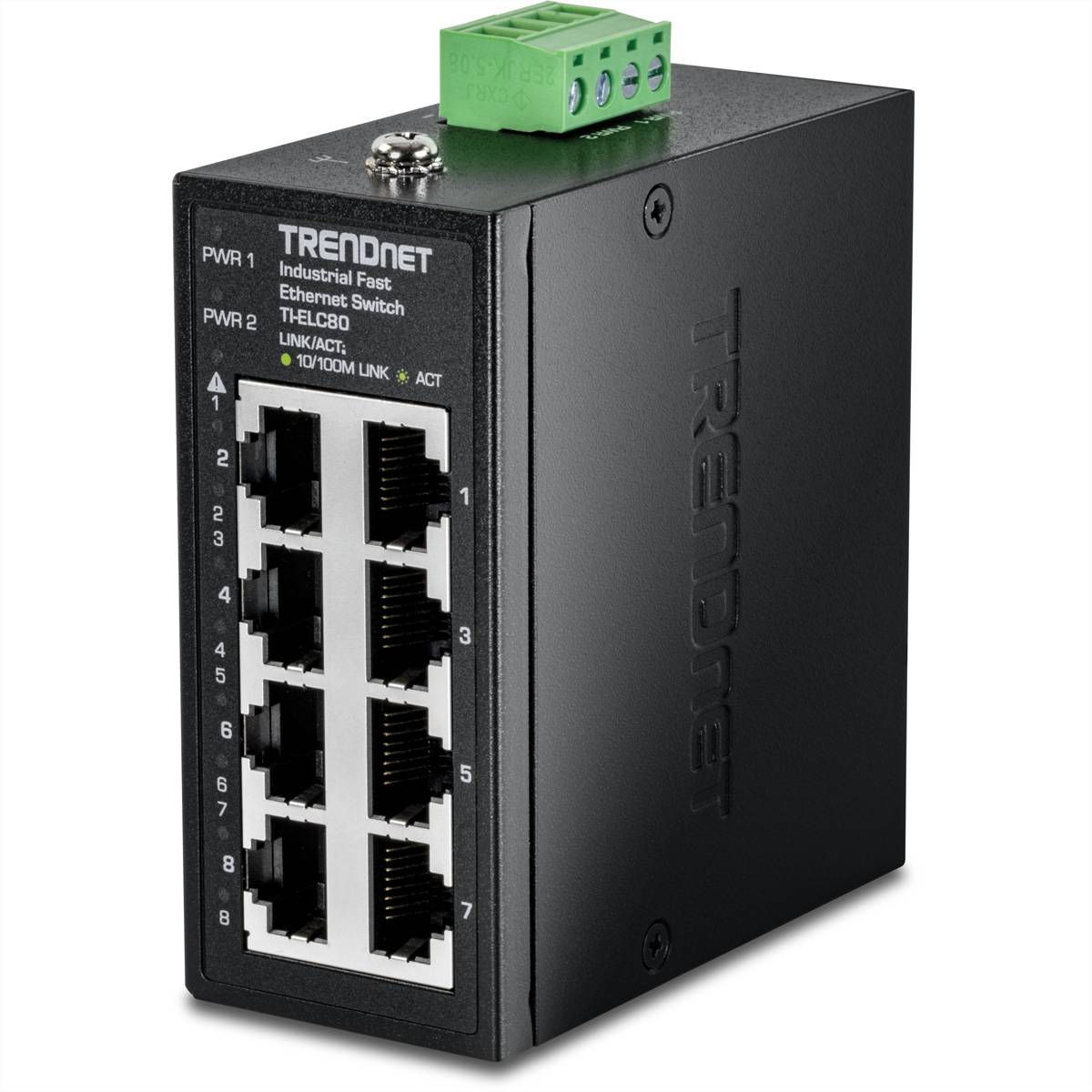 TRENDnet TI-ELC80 8-Port Ethernet Mini Switch Industrial DIN-Rail