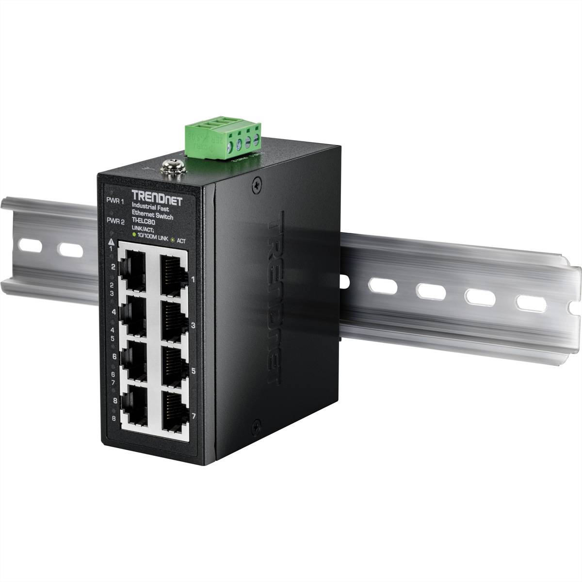 TRENDnet TI-ELC80 8-Port Ethernet Mini Switch Industrial DIN-Rail