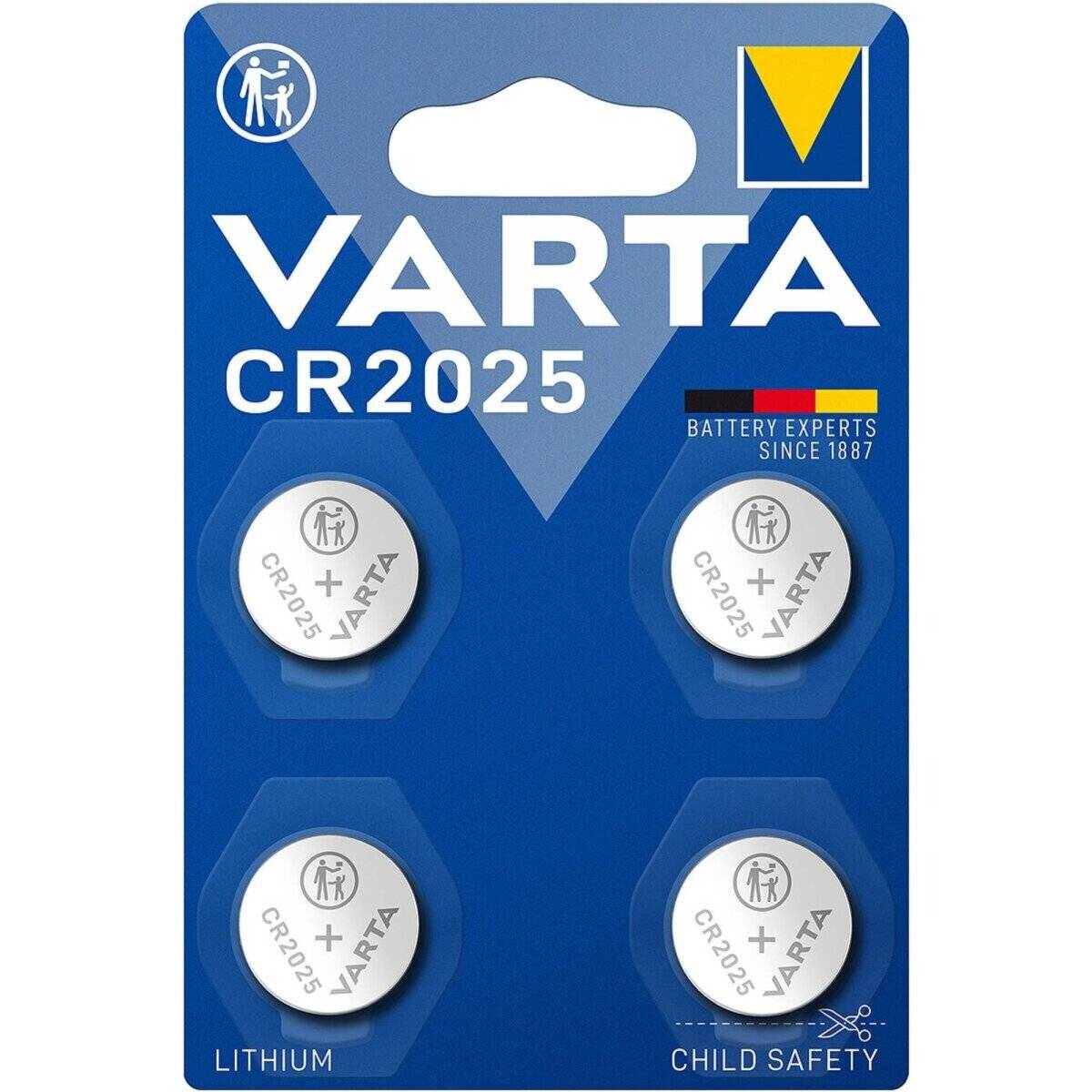 Varta 06025 101 404, Einwegbatterie, CR2025, Lithium, 3 V, 4 Stück(e), 160 mAh