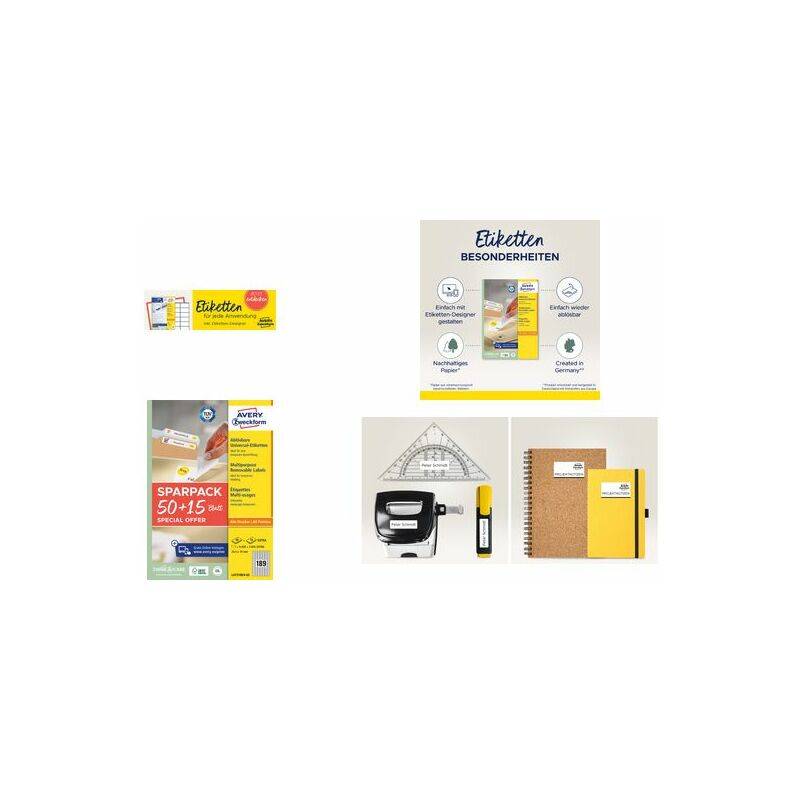 AVERY Zweckform Universal-Etiketten, 35,6 x 16,9 mm, 50+15Bl