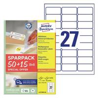 AVERY ZWECKFORM - Universal-Etiketten L4737REV-65 63.5 x 29.6 mm 65 Blatt - Etiketten/Beschriftungsbänder - A4